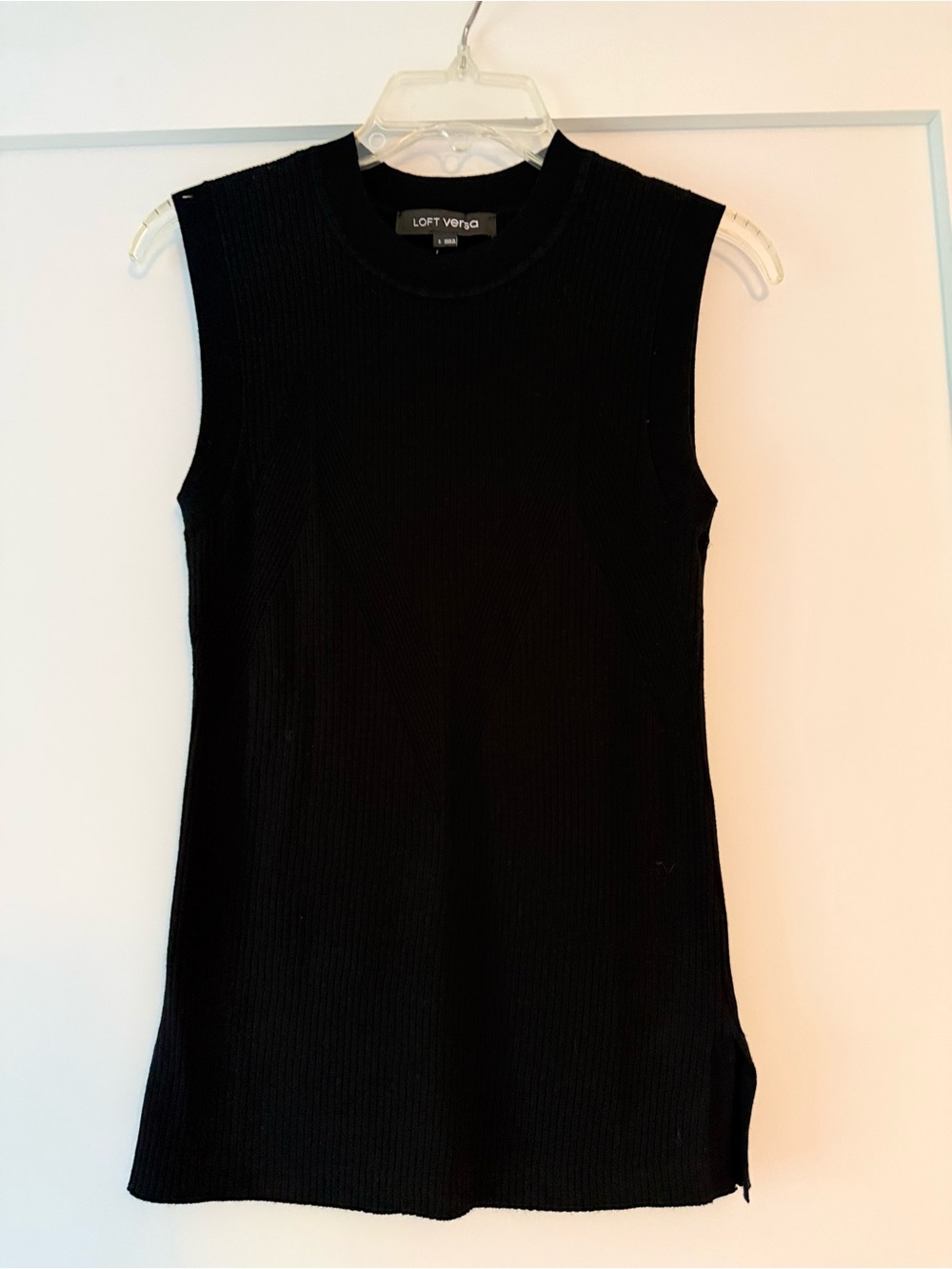 LOFT Versa Black Ribbed Sleeveless Crewneck Tank, NWT